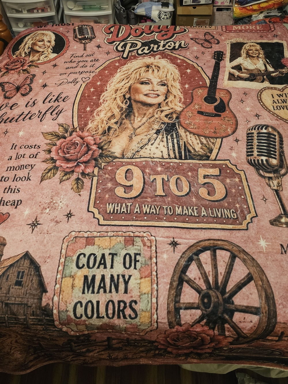Dolly Parton Decorative Pink Throw Blanket - 9 to 5 Design
